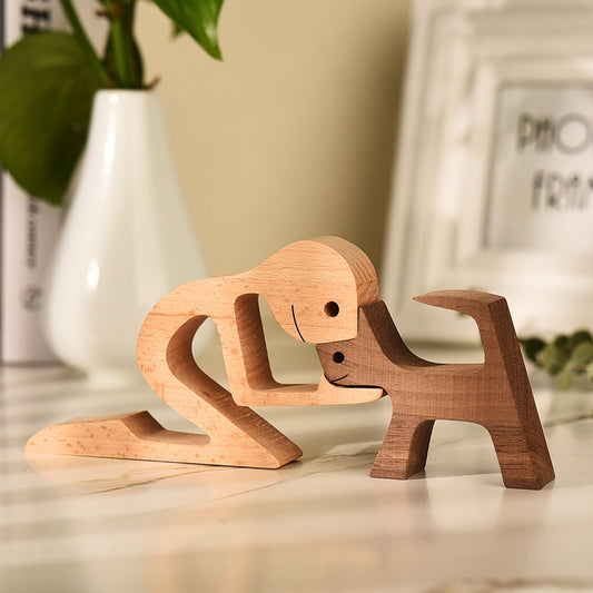 Wooden cat sculpture