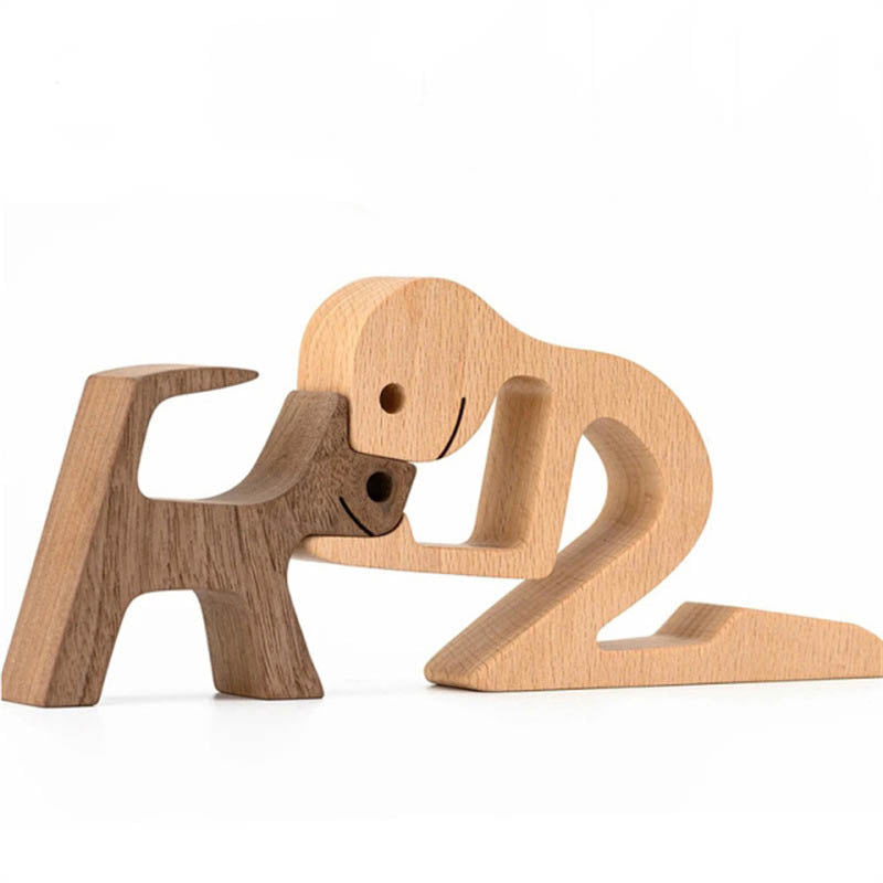 Wooden cat sculpture