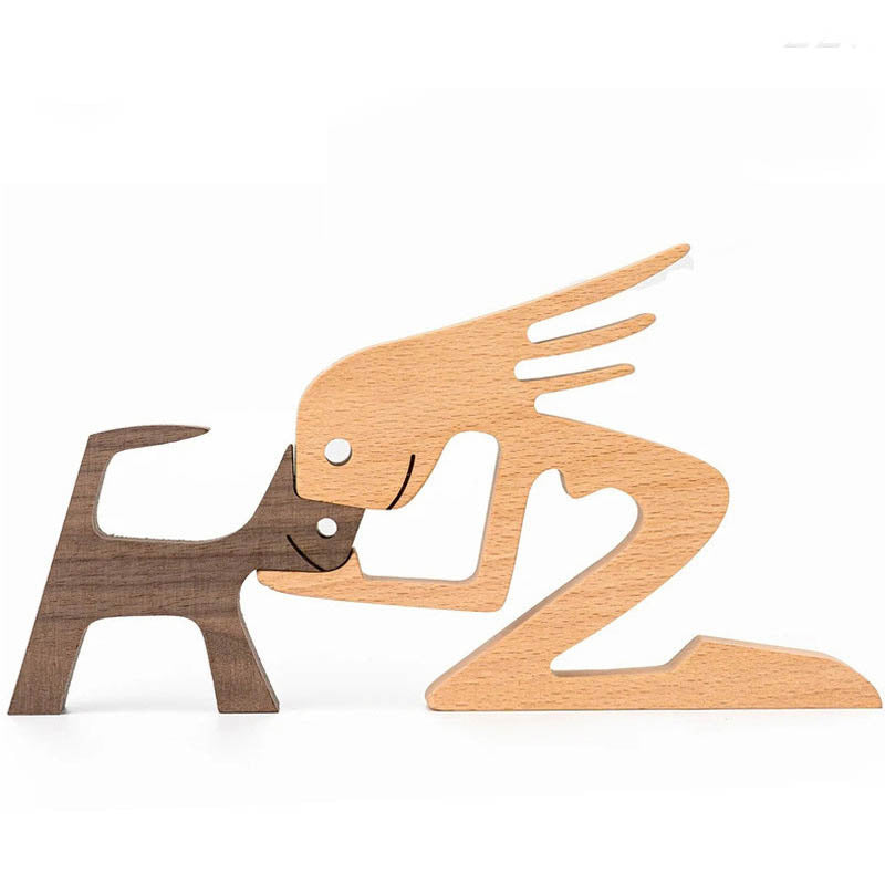 Wooden cat sculpture